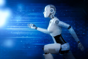 Female cyborg or robot run