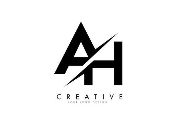 AH A H Letter Logo Design with a Creative Cut.