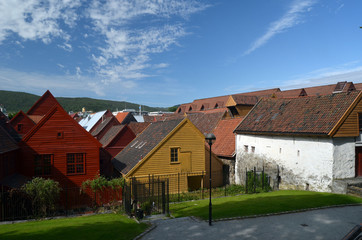 Fototapeta na wymiar View of historical buildings of Bergen, Norway. 