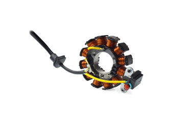 Electronic Ignition motorcycle or scooter .motorcycle magnetic coil with 12 poles on white...