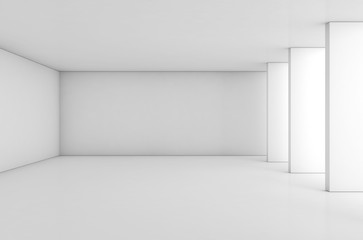 Abstract empty white interior with columns 3 d