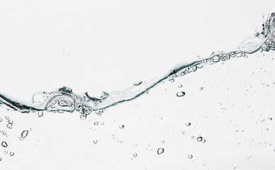 water wave and bubbles on white background