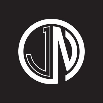 JN Logo with circle rounded negative space design template