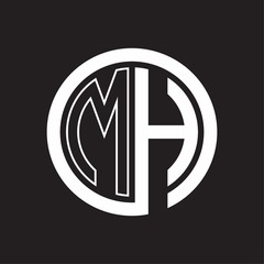 MH Logo with circle rounded negative space design template