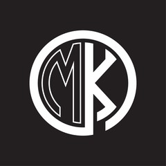 MK Logo with circle rounded negative space design template