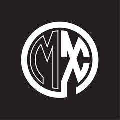 MX Logo with circle rounded negative space design template