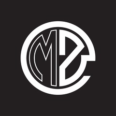 MZ Logo with circle rounded negative space design template