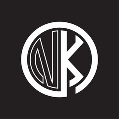 NK Logo with circle rounded negative space design template