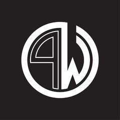 PW Logo with circle rounded negative space design template