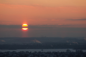 evening red sun urban landscape
