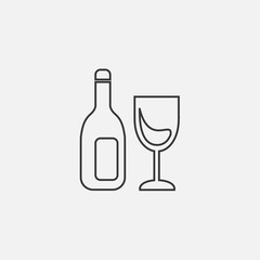 champagne bottle and glass cup icon
