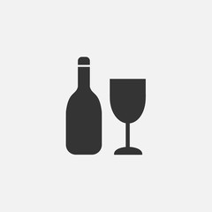 champagne bottle and glass cup icon