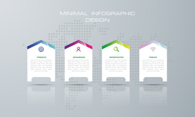 Info graphic template with 4 options, workflow, process chart, Timeline info graphics design , diagram, annual report, web design, steps or processes. - Vector
