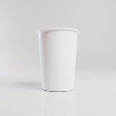 A paper cup. Template for advertising drinks. Open paper dishes. 3D rendering.