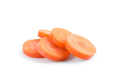Slices of fresh ripe carrot isolated on white
