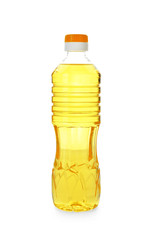 Cooking oil in plastic bottle isolated on white