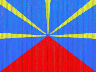 drapeau de la Réunion sur fond bois 