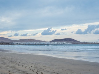 Beach  Caleta de Famara  on island Lanzarote.