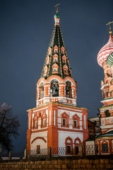 Moscow, Russia. The bell tower of St. Basil's Cathedral at night - 317893989