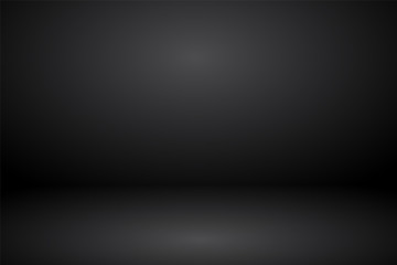Empty black gray studio abstract background with spotlight effect. Product showcase backdrop.