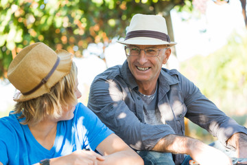 Senior man share its experience with guy