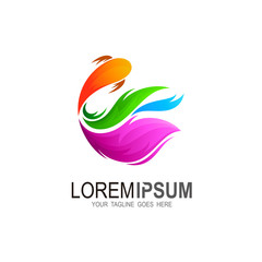 Fish logo template. Fresh seafood logo template design. Vector illustration, Tuna. Salmon. Seafood restaurant. 3d icon