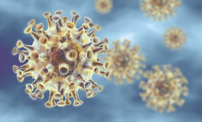Fototapeta na wymiar Corona virus, MERS virus, Middle-East Respiratory Syndrome, 3D illustration
