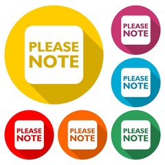 Please note wording icon with long shadow