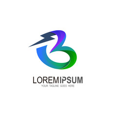 Letter B thunder power shape logo icon, Electrical Bolt Logo Vector