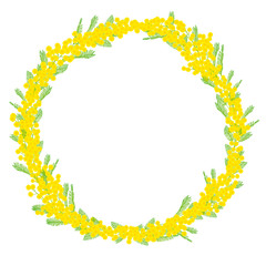 ミモザのリース 手描き  文字なし
