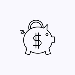 Piggy bank icon with coin symbol