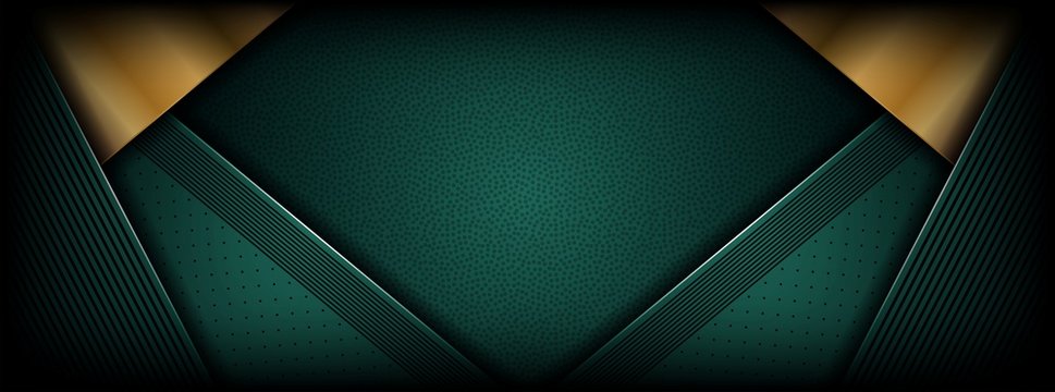 Abstract Luxury Dark Green Overlap Layer With Golden Line