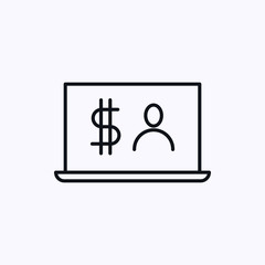 Notebook icon with dollar and man symbol on the screen