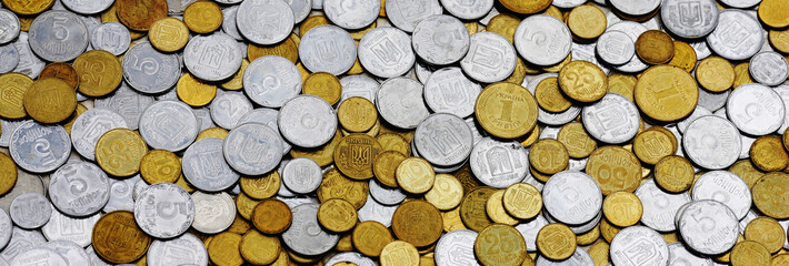Ukrainian metal money of various denominations