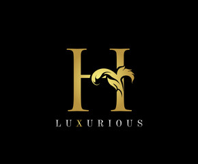 Golden H Luxury Logo Icon, Classic H Letter Logo Design.