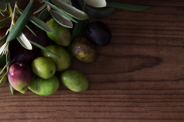 olives with branch on the table