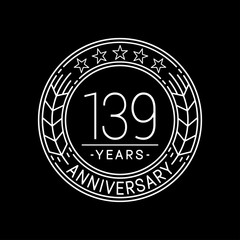 139 years anniversary logo template. 139th line art vector and illustration.