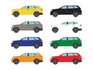 Stickers pour porte Course de voitures Set of suv car side view on white background,illustration vector