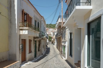 Fototapeta premium Street in the center of Marathokabos in Samos, Greece.