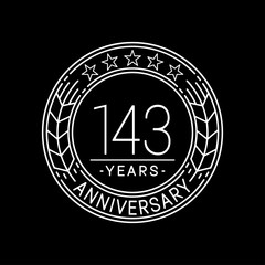 143 years anniversary logo template. 143rd line art vector and illustration.