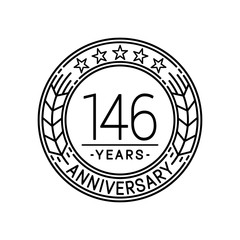 146 years anniversary logo template. 146th line art vector and illustration.