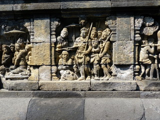 warrior stone carving