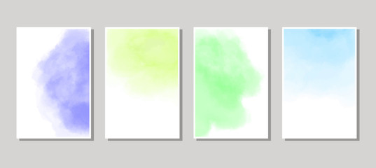 Set of cards with watercolor blots. Vector illustration eps 10