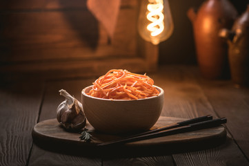 Asian (korean) carrot salad with spices and garlic