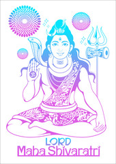 illustration of  Lord Shiva of india for traditional Hindu festival, Maha Shivaratri, background template, vector EPS10.