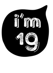 Number 19, black background. Holiday birthday, anniversary