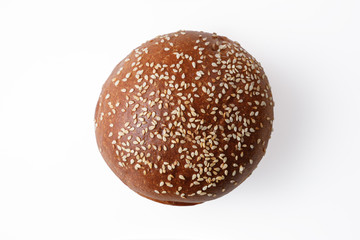 Homemade sourdough bread. Burger bun isolated on white background