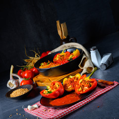 Peppers with spelled, sheep's cheese filling