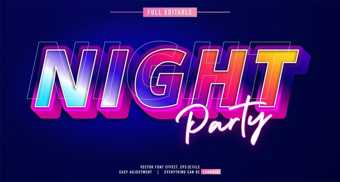 premium text effect editable vector template, neon night style, modern look, with the effect of shining light, editable text effect in adobe Illustrator, easy with just one click, fonts not included