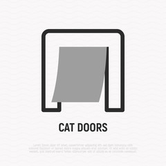 Door for pet thin line icon. Modern vector illustration for pet shop.